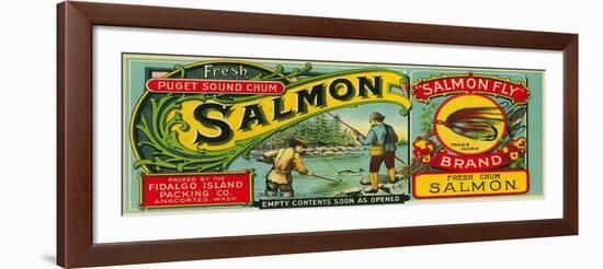 Salmon Fly Salmon Can Label - Anacortes, WA-Lantern Press-Framed Art Print