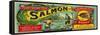 Salmon Fly Salmon Can Label - Anacortes, WA-Lantern Press-Framed Stretched Canvas
