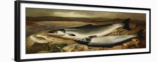 Salmon on a River Bank-John Russell-Framed Premium Giclee Print