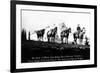 Salmon River Park, Oregon - Man with Horses, Mt Hood in Distance-Lantern Press-Framed Art Print