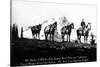 Salmon River Park, Oregon - Man with Horses, Mt Hood in Distance-Lantern Press-Stretched Canvas