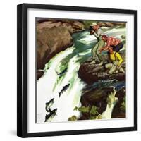 "Salmon Running Upstream", May 17, 1952-Mead Schaeffer-Framed Premium Giclee Print