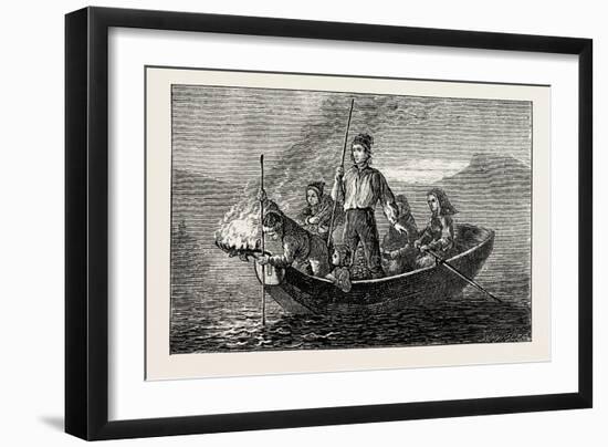 Salmon Spearing by Night-null-Framed Giclee Print