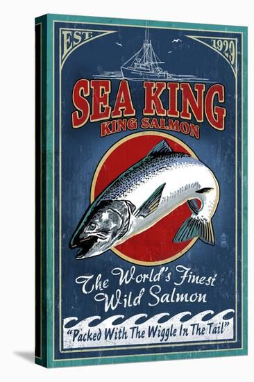 Salmon - Vintage Sign-Lantern Press-Stretched Canvas