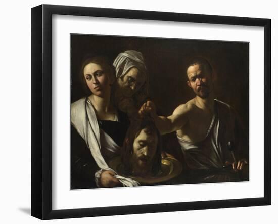 Salome Receives the Head of John the Baptist, C. 1608-1610-Caravaggio-Framed Giclee Print