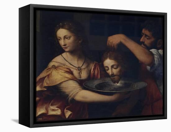 Salome Receives the Head of John the Baptist-Bernardino Luini-Framed Stretched Canvas