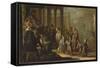 Salomon et la reine de Saba dit aussi "Esther devant Assuérus"-Claude Vignon-Framed Stretched Canvas