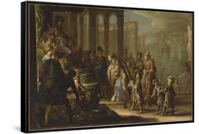 Salomon et la reine de Saba dit aussi "Esther devant Assuérus"-Claude Vignon-Framed Stretched Canvas