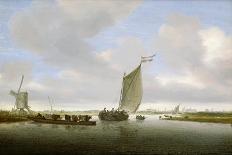 View of the River Lek with Boats and Liesvelt Castle, 1641-Salomon van Ruisdael or Ruysdael-Giclee Print