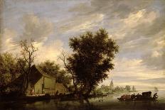 River Scene with a Ferry Boat-Salomon van Ruisdael or Ruysdael-Giclee Print