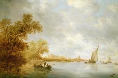 An Estuary Scene with Cattle Aboard a Ferry and a Windmill Beyond-Salomon van Ruisdael or Ruysdael-Giclee Print