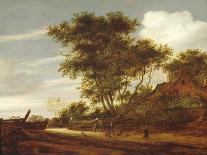 Wooded landscape with children playing on the road by a cottage, 1658-Salomon van Ruisdael or Ruysdael-Framed Stretched Canvas