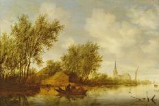 River Landscape with Church-Salomon van Ruisdael-Giclee Print