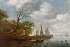 A River Landscape with Figures in a Rowing Boat-Salomon van Ruisdael-Giclee Print