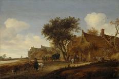 A Village Inn with Stagecoach, Salomon Van Ruysdael-Salomon van Ruysdael-Art Print