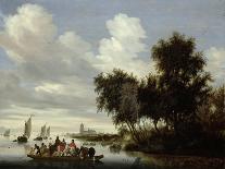 Sailing Vessels on a Inland Body of Water-Salomon van Ruysdael-Art Print
