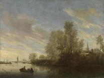 River Landscape with Ferry-Salomon van Ruysdael-Art Print