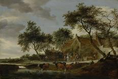 River Landscape with Ferry-Salomon van Ruysdael-Art Print