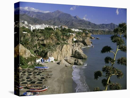 Salon Beach from Balcon De Europe, Nerja, Andalucia (Andalusia), Spain, Europe-Michael Short-Stretched Canvas