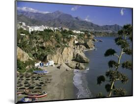 Salon Beach from Balcon De Europe, Nerja, Andalucia (Andalusia), Spain, Europe-Michael Short-Mounted Photographic Print