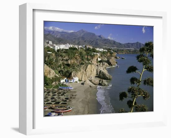 Salon Beach from Balcon De Europe, Nerja, Andalucia (Andalusia), Spain, Europe-Michael Short-Framed Photographic Print