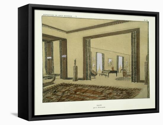 Salon, from 'Repertoire of Modern Taste', Published 1929 (Colour Litho)-Jacques-emile Ruhlmann-Framed Stretched Canvas