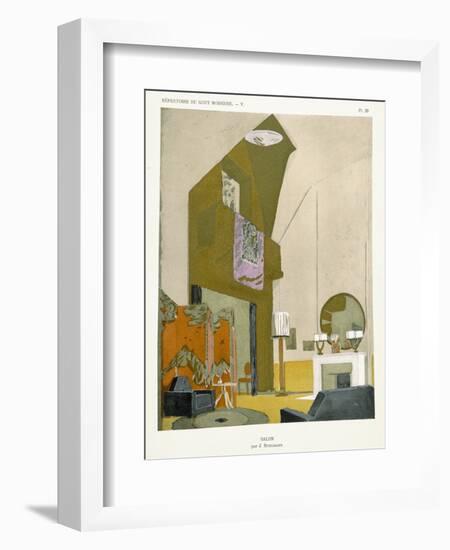 Salon, from 'Repertoire of Modern Taste', Published 1929 (Colour Litho)-Jacques-emile Ruhlmann-Framed Giclee Print