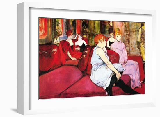 Salon In The Rue De Moulins-Henri de Toulouse-Lautrec-Framed Art Print