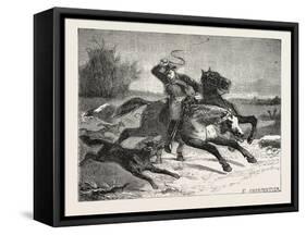 Salon of 1855. French School. Postilion Attacked by Wolves,-null-Framed Stretched Canvas