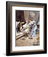 Saloon Girl with a Drunken Cowboy, c.1898-Charles Marion Russell-Framed Giclee Print