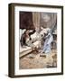 Saloon Girl with a Drunken Cowboy, c.1898-Charles Marion Russell-Framed Giclee Print