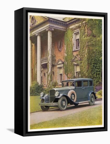 Saloon Parked Outside a Stately Mansion-null-Framed Stretched Canvas