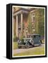 Saloon Parked Outside a Stately Mansion-null-Framed Stretched Canvas