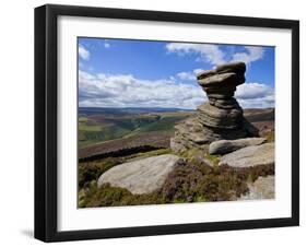 Salt Cellar Rock, Derwent Edge, with Purple Heather Moorland, Peak District National Park, Derbyshi-Neale Clark-Framed Photographic Print