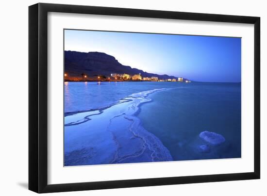 Salt Deposit in Foreground Looking Towards Ein Bokek, Ein Bokek, Dead Sea, Israel, Middle East-Neil Farrin-Framed Photographic Print