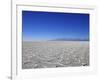 Salt Deposits in Salar de Uyuni Salt Flat and Andes Mountains in Distance in South-Western Bolivia-Simon Montgomery-Framed Photographic Print