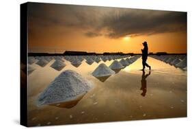 Salt Fields, Phetchaburi, Thailand-isarescheewin-Stretched Canvas