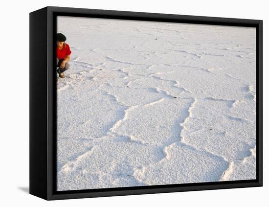 Salt Flats Beside Lac Assal in Rift Valley 152M Below Sea Level, Afar Triangle, Djibouti, Africa-Tony Waltham-Framed Stretched Canvas