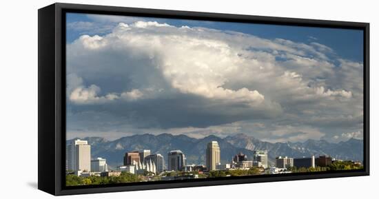 Salt Lake City below the Wasatch Mountain Range, Utah.-Howie Garber-Framed Stretched Canvas