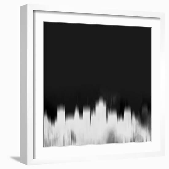 Salt Lake City Skyline - White-NaxArt-Framed Art Print