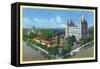 Salt Lake City, Utah, Aerial View of the Temple Square-Lantern Press-Framed Stretched Canvas