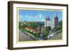 Salt Lake City, Utah, Aerial View of the Temple Square-Lantern Press-Framed Art Print