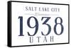 Salt Lake City, Utah - Established Date (Blue)-Lantern Press-Framed Stretched Canvas