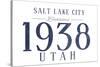 Salt Lake City, Utah - Established Date (Blue)-Lantern Press-Stretched Canvas