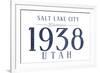 Salt Lake City, Utah - Established Date (Blue)-Lantern Press-Framed Art Print