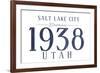 Salt Lake City, Utah - Established Date (Blue)-Lantern Press-Framed Art Print