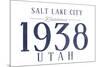 Salt Lake City, Utah - Established Date (Blue)-Lantern Press-Mounted Art Print