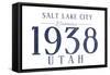 Salt Lake City, Utah - Established Date (Blue)-Lantern Press-Framed Stretched Canvas