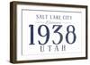 Salt Lake City, Utah - Established Date (Blue)-Lantern Press-Framed Art Print