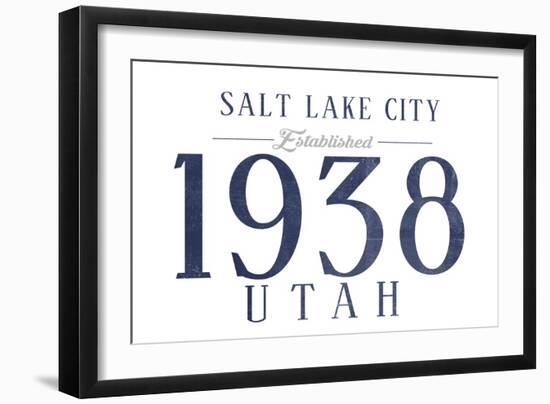 Salt Lake City, Utah - Established Date (Blue)-Lantern Press-Framed Art Print